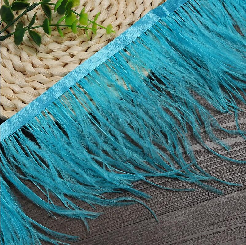 Ostrich Feathers Trim 13-18 CM Plumes on Ribbon Selvage For DIY Wedding Sewing in Dress Decoration Crafts Accessories Wholesale