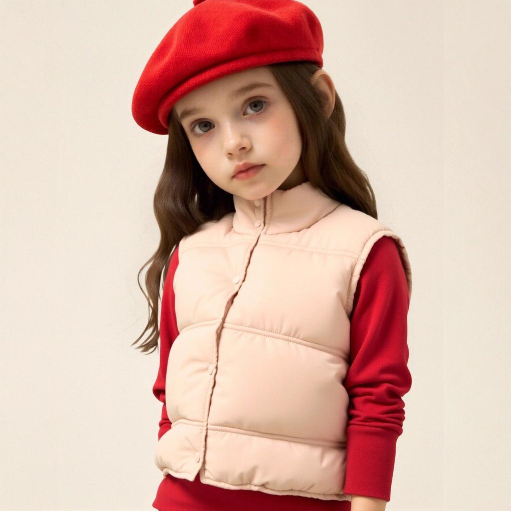 Children's Vest Thickened Autumn/Winter Vest Stylish Outerwear Vest Short-Sleeve Loose-Fit Jacket for Boys & Girls