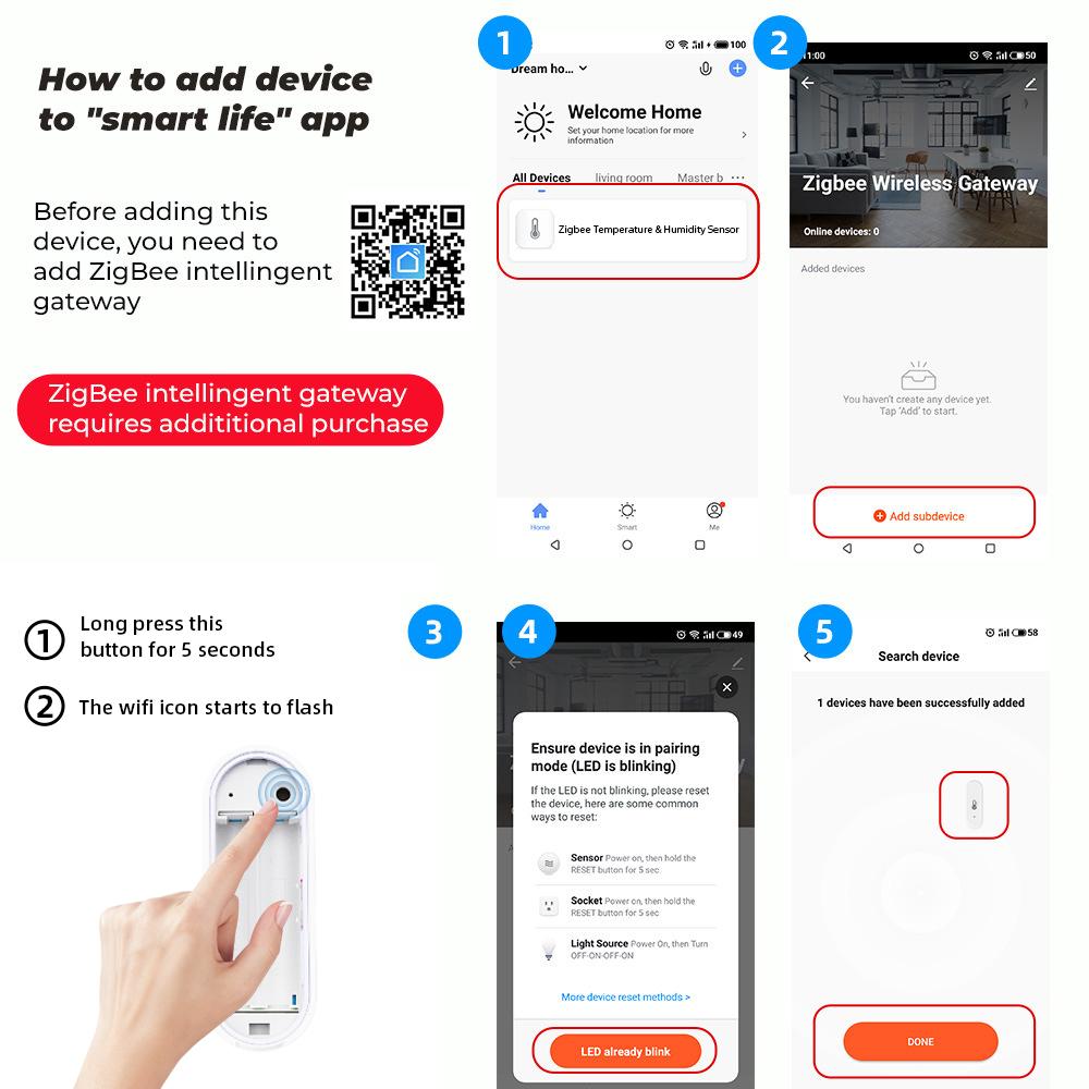 Tuya ZIgbee with/No LCD Display Temperature and Humidity Sensor Indoor or Outdoor  Thermometer Support Alexa Google Assistant