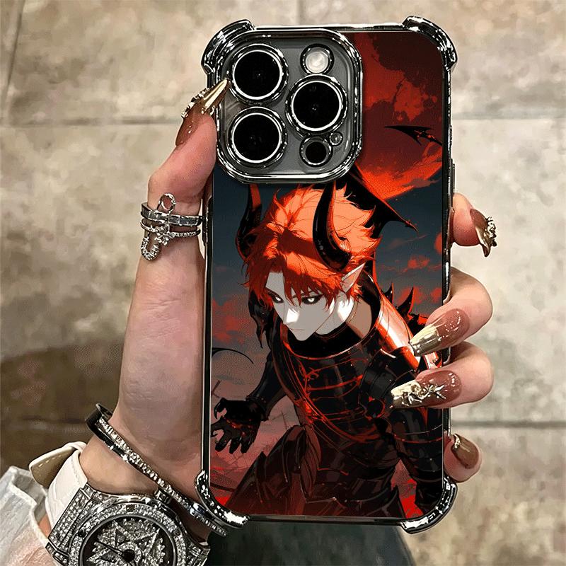 Devil Bad Boy Anime Style Plating Phone Case For Iphone 16 17 Pro Max Air 16E 14 15 Plus 12 13 Mini Anti-Fall Airabag Cover