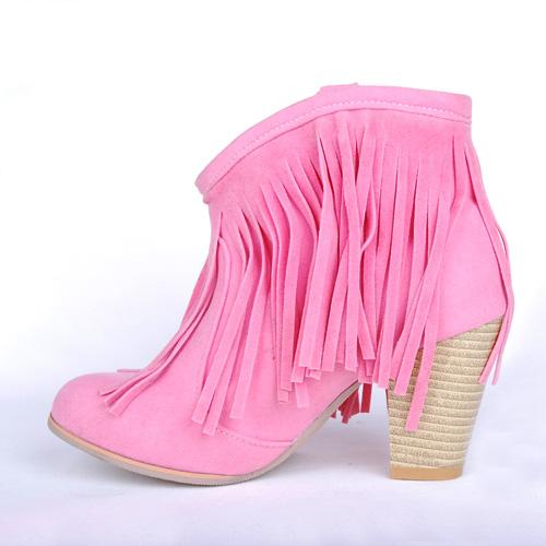 Mode 2024 Große Größe 34-43 Schwarz Braun Rosa Quasten Plattform Frauen Schuhe Frau Vintage Fringe High Heels Stiefeletten yji89
