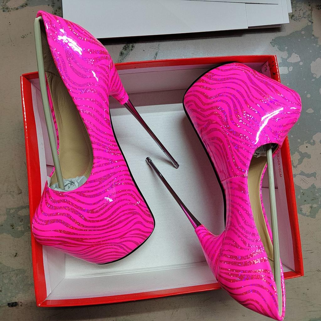 Fashion Luxury Metal 22cm High Heels Pumps Woman Platform Sexy Colorful Heeled Dance Office Wedding Fetish Stripper Shoes Large Size 45