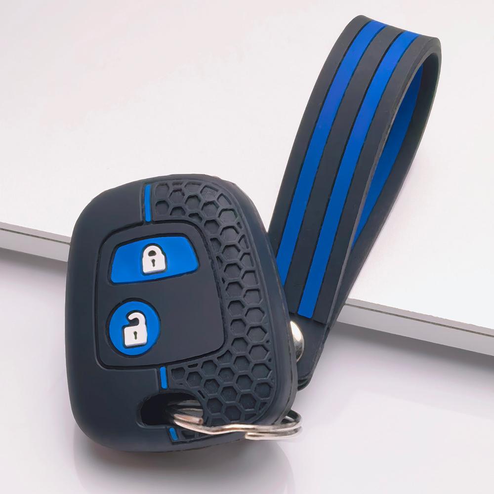 Silicone Remote Key Cover for Peugeot 107 108 206 207 307 308 Citroen C1 C2 C3 C4 C5 with Keychain Honeycomb Texture Racing Stripe Key Shell Accessory чёрный