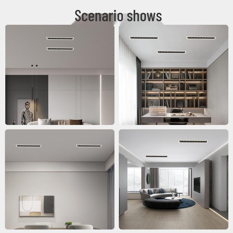 Embedded LED Linear Grille Light: Anti-Glare Rectangular Lamp for Living Room