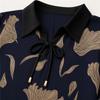 Middle-aged and Elderly Mothers' Loose Plus Size Shirt Collar T-shirt Women's New Summer Printed Slimming Three-quarter Sleeve Top