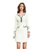 Autumn/Winter Women's Colorblock Knitted Waist-Hugging Long-Sleeve Dress with Turn-Down Collar.