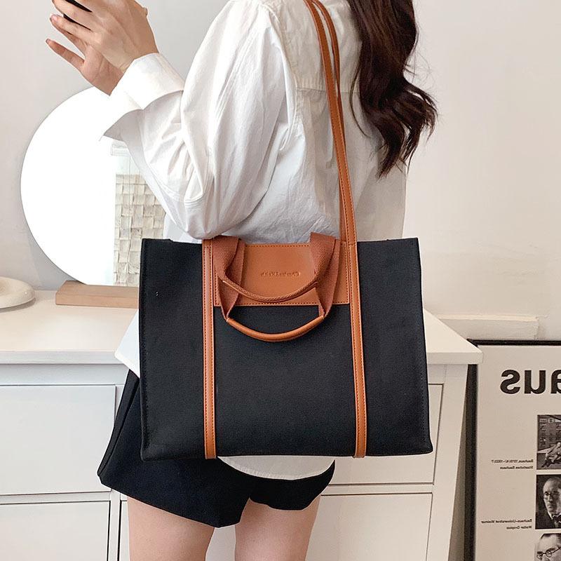 Portable Canvas Large Bag Women's Large Capacity 2025 New High-end Commuting Shoulder Bag Fashion Tote Bag