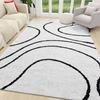 Modern Abstract Washable Rugs Non Slip Black and White Wave Carpet Geometric Striped  Area Rug for Living Room Office Floor Mat