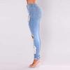 Women Slim Plus Size Ripped Hole Gradient Long Jeans Denim Regular Pants