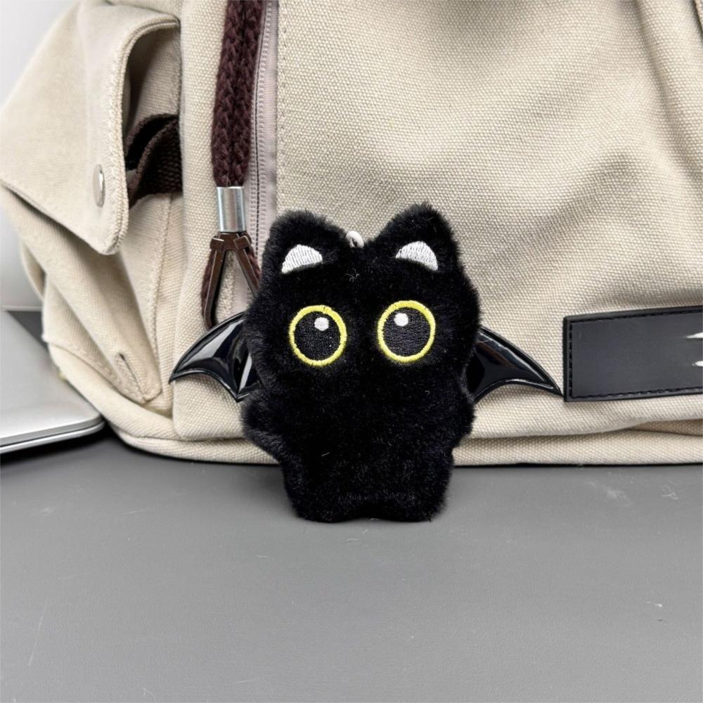 Cute Fish Black Cat Plush Doll Keychain Bib Wings Doll Bag Pendant Strawberry Car Key Ring School Bag Decoration