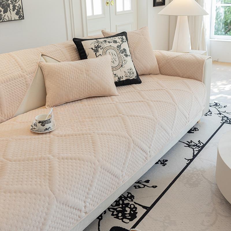 Nordic Solid Color Sofa Cushion Four Seasons Universal Sofa Cushion Simple Crystal Velvet Non-Slip Sofa Cover Cover Towel