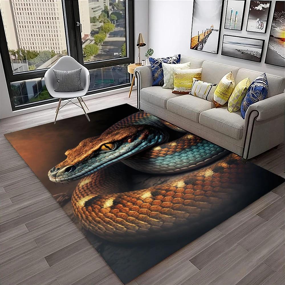 3D Gothic Snake Serpent Python Viper Carpet Rug for Home Living Room Bedroom Sofa Doormat Decor,kids Area Rug Non-slip Floor Mat