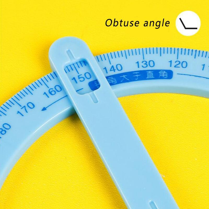 Cute Full Circle Goniasmometer Rotating Protractors Plastic for Boys Girls Students Stationery Office School Supplies