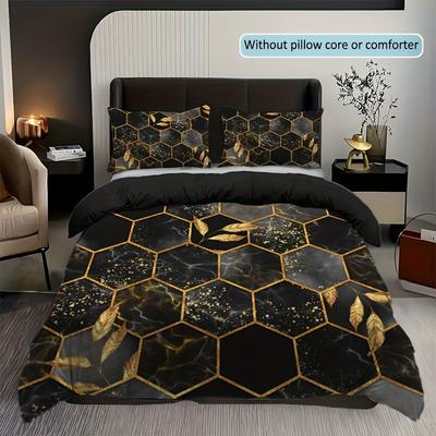Luxury Duvet Cover Set Fashion Classic Popular Mesh Leaf Digital Print Bedding Set Soft And Comfortable Duvet Cover For Bedroom
