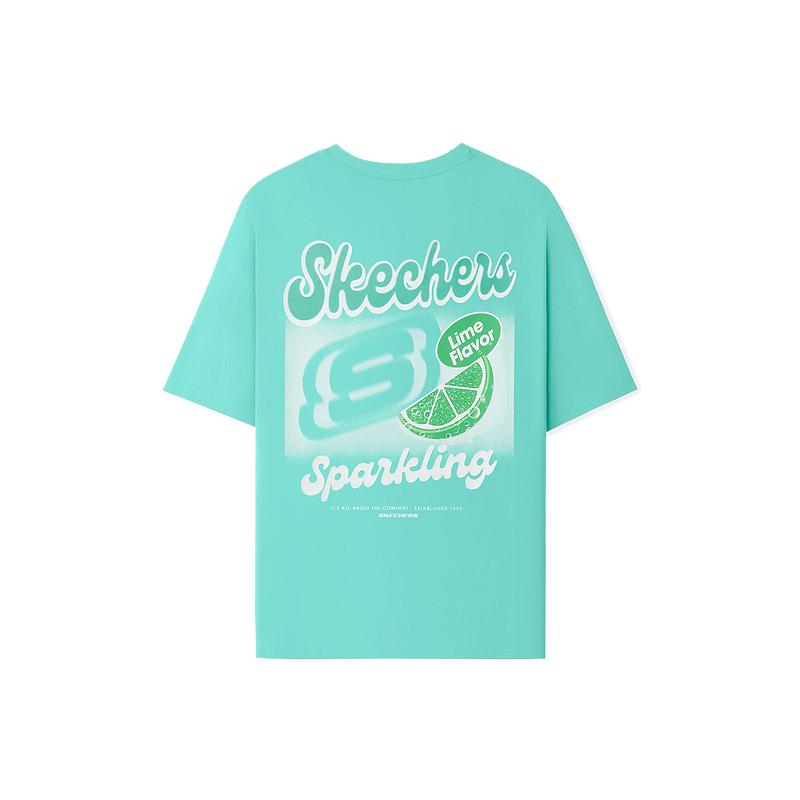 Skechers Versatile Comfortable Soft Trendy Solid Color Letter Brand Logo Short Sleeve T-Shirt Unisex Tops Pink Green L225U158-000U