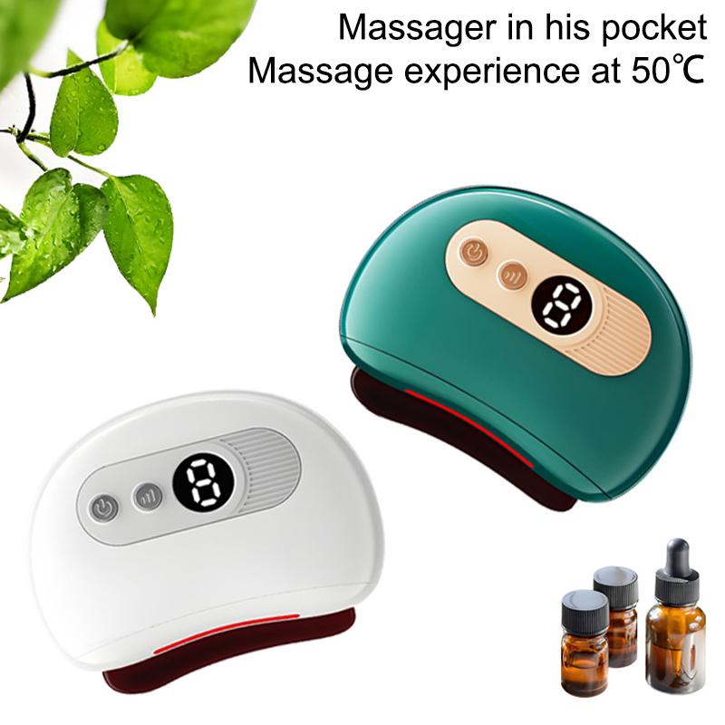 USB Electric Guasha Massager with Hot Stone Heating Vibration Facial Lifting Gua Sha Tool for Neck Back Face Skin Scraping Board
