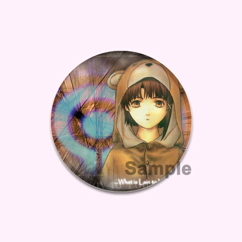 

Anime Serial Experiments Lain 32/44/58mm Simple Button Pin Snap in Design Cartoon Brooches Daily Stylish Ornament Handmade Badge 58mm
