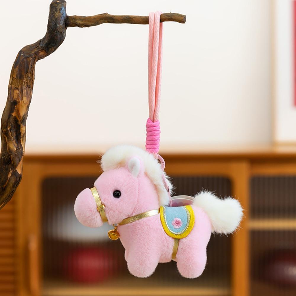 

Mascot Dolls Plush Horse Doll Pendant Creative Cartoon Steed Doll Car Decoration розовый