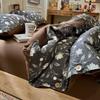 2026 Vintage Linen-like Floral Bedding Set 100% Cotton Button Soft Bed Sheets