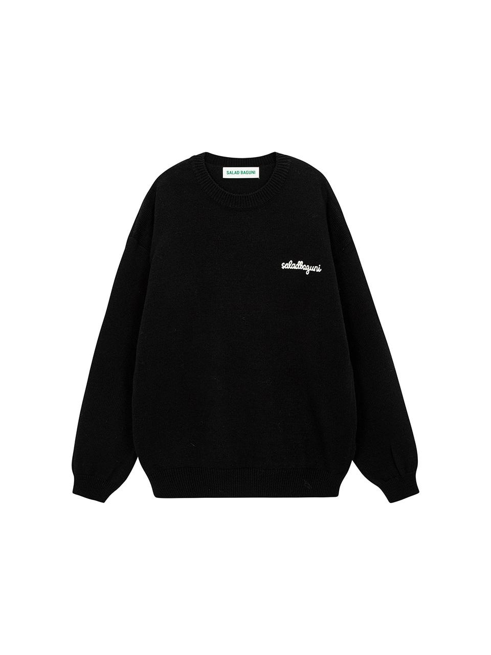 Salad Basket Lettering Semi-Over Pullover_Black