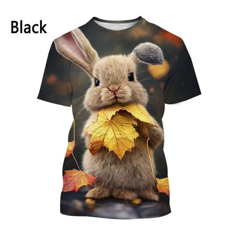 New Fashion Animal Rabbit 3D Printed T-shirt Men's and Women's Summer Casual Short Sleeve Crewneck Shirt Top