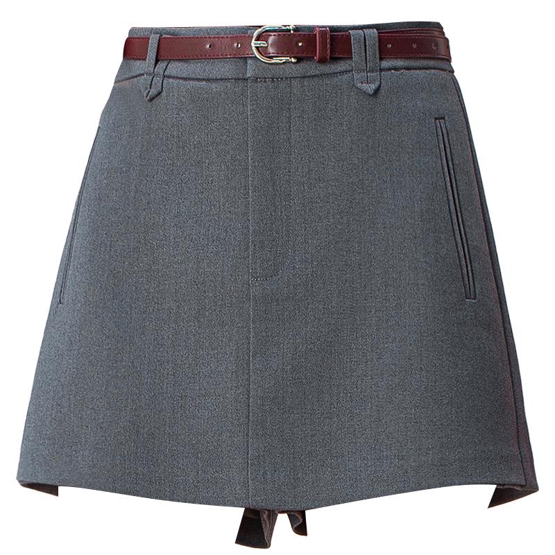 Academy Style Damen High Waist Graue A-Linien Culottes - Schlankmachende Petite Rockshorts für Herbst 2025