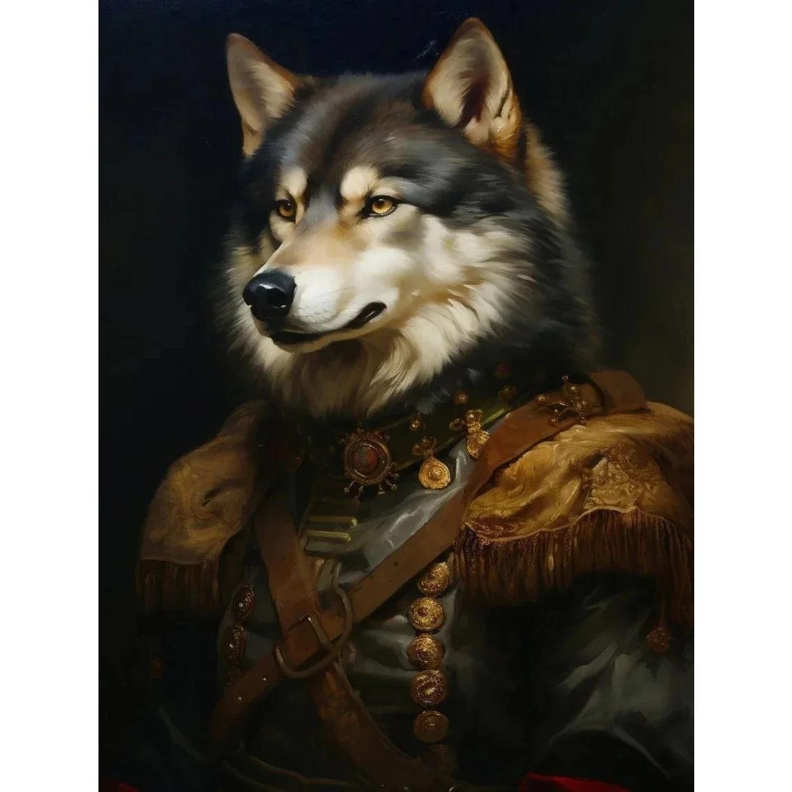 

Вінтажний Палацовий Аристократичний Розкішний Костюм Тварина Тигр Лев Олень Художній Постер Полотняні Картини Настінне Мистецтво Картини Декор Кімнати Будинку 50x75cm No Frame синій