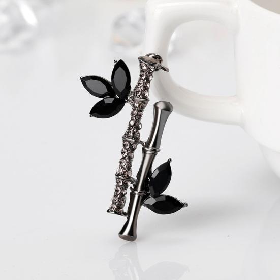 Yousheng Elegant Bamboo Shape Brooch Shining Rhinestones Inlaid Plant Pin Creative Hat Shawl Scarf Badge Coat Outfit Accessories