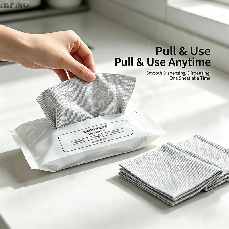 Draw-Out Microfiber Dish Wipes Super Absorbent Kitchen Towels,Reusable & Disposable Scrubber Sponges,Lazy Housework Cleaning Rag