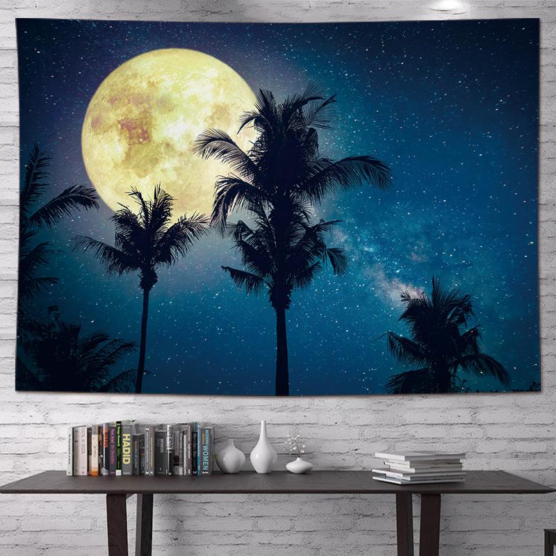 VIKAMA Coconut Tree Palm Tree Tapestry Dormitory Bedside Camping Wind Decoration Ins Room Sea Beach Wallpaper Home Decoration