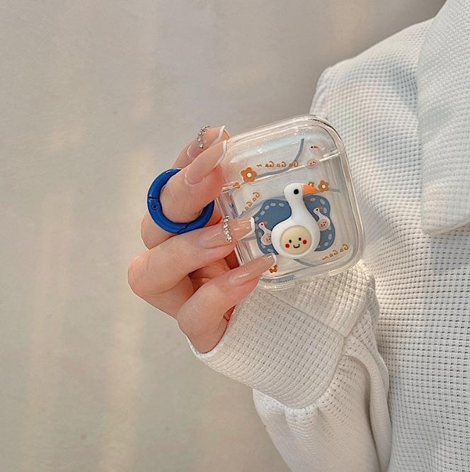 Stereo duck for apple AirPods pro1/1/1 generation bluetooth wireless headset cover cute transparent soft case