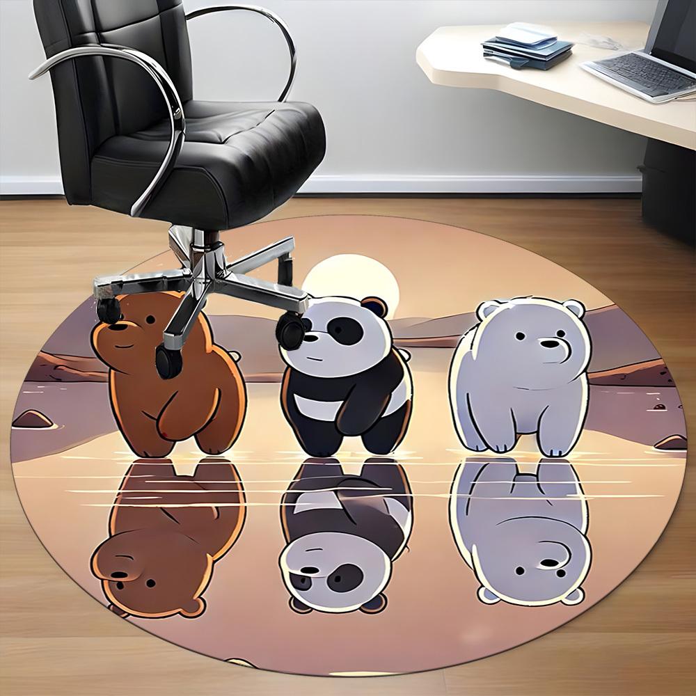 1pc We Bare Bears Friends Office Round Area Rug, Under Office Chairs Bedroom Living Room Home Decor, Room Decoa1022174