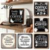 Solid Wood Coffee Corner Decor Halloween Bar Wooden Sign with Iron Display Stand for Farmhouse Style Festive Accents Tabletop Decor, Rustic