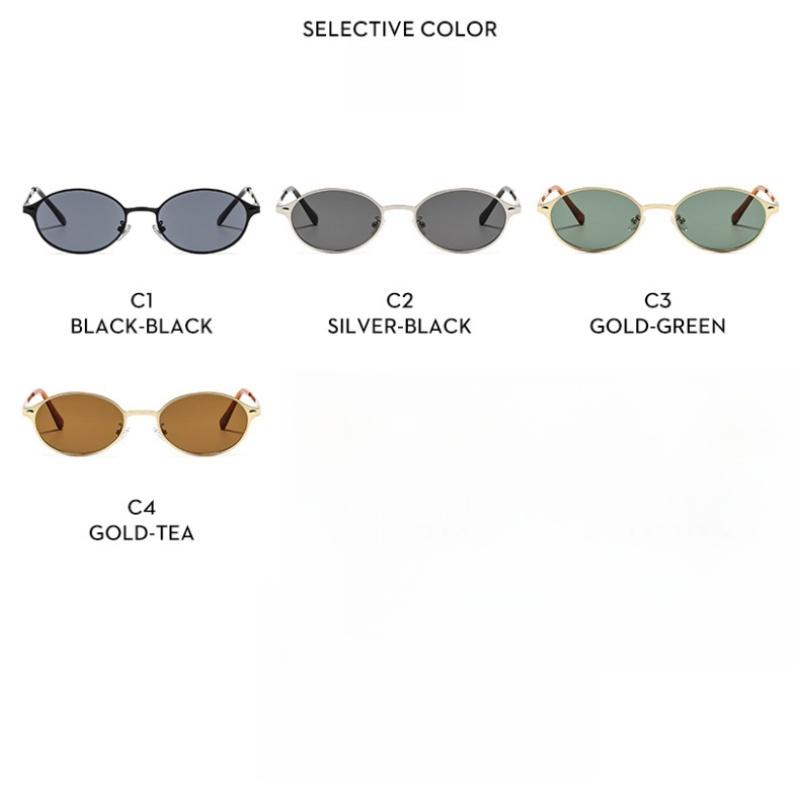 Women's glasses, new fashionable oval metal sunglasses, men's and women's outdoor sunglasses