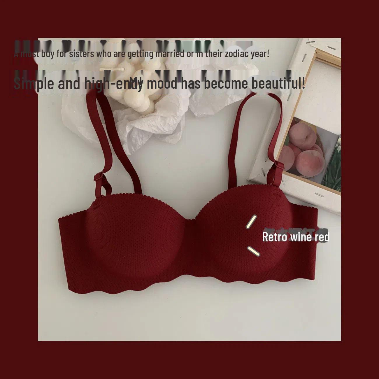 

Бесшовный японский подростковый бюстгальтер цвета конфет - утолщенный, без косточек, цельный дизайн 34/75AB кларет