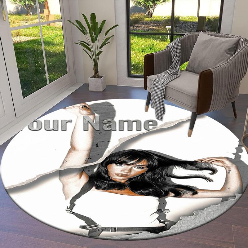 Aitana Custom Name Round Area Rug,Carpet Rug for Living Room Bedroom Sofa Playroom Decor,Non-slip Floor Mat