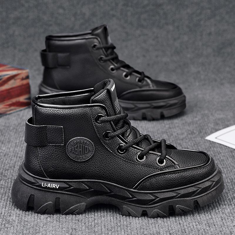 

Autumn and winter new high-top shoes Martin leather boots tooling boots men s recreational locomotive boots labor insurance shoes men s 39 чорний