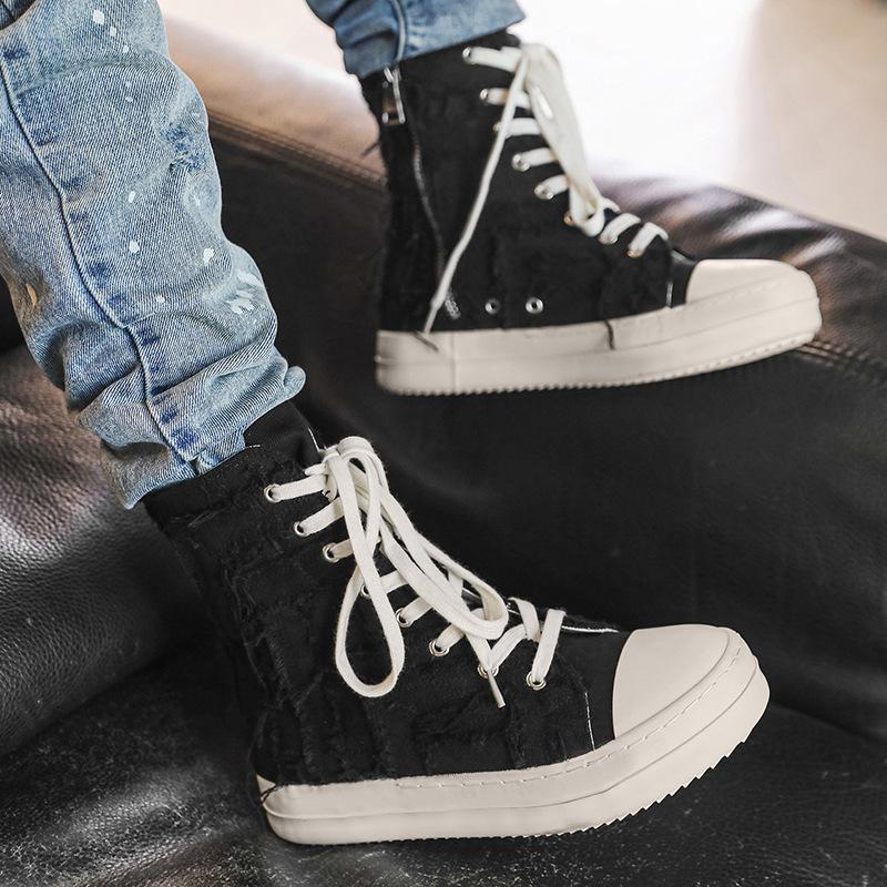 Nuovi Stivali Casual in Tela High Top con Frange, Suola Spessa, Arco Casuale, Nicchia High Street X
