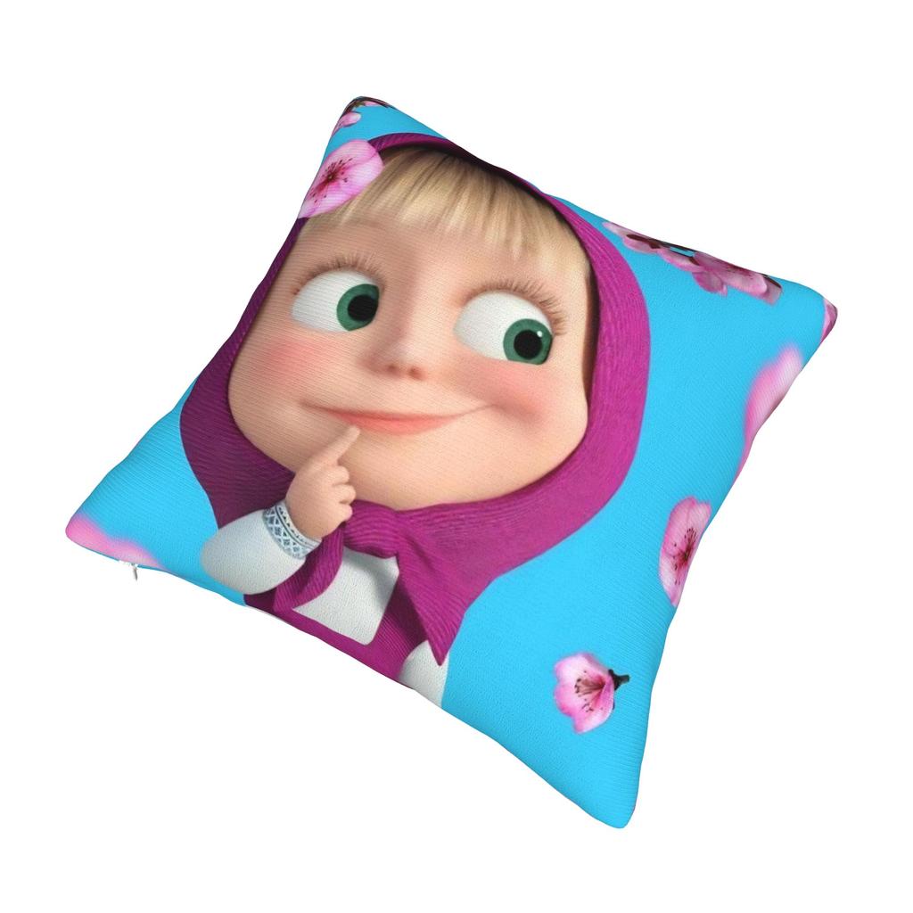 Cartoon Cute M-Masha And The Bear Pillowcase Printing Cushion Cover Decorations Throw Pillow Case Cover Home Zippered 18''