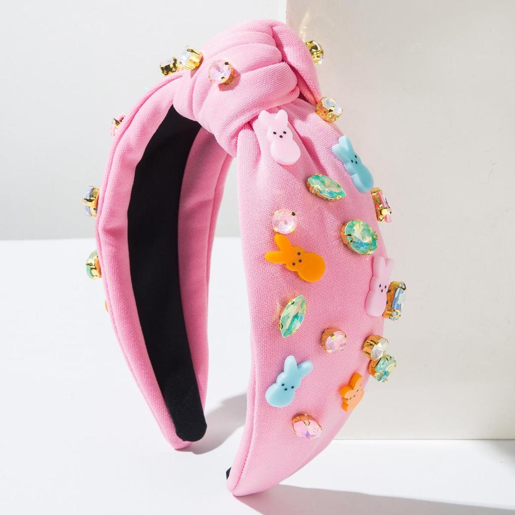 Easter Diamond Studded Headband Sweet Candy Colored Bunny Accessory Cute And Versatile Holiday Hair Accessory