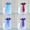 Chair Back Decoration Elegant Stretch Chair Bow Organza Ribbon Chair Decor For Birthday Hotel Wedding Accessories