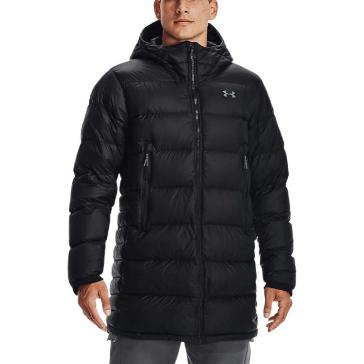 Under Armour Bench Training Long Hooded Down Jacket Men Outerwear Black 1364902-001