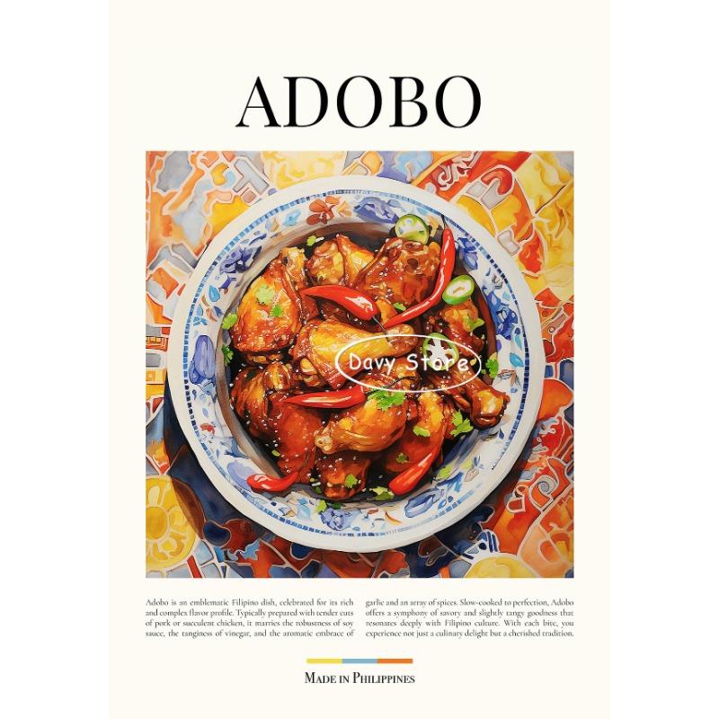 

Кухонный постер с едой Пататас Бравас Чуррос Пицца Блины Холст Живопись Принты Настенная картина для бара Столовой Домашний декор 21cm×30cm NoFrame