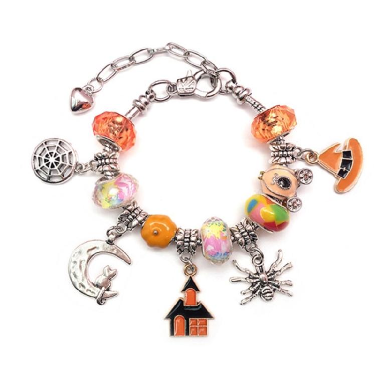 Horror Charm Bracelet DIY Halloween Link Chain Pumpkin Black Cat Bracelets