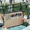 Portable Camping Utensil Storage Bag, Roll Up Cutlery Organizer Pouch with Hanging Hooks, Outdoor Travel Cookware Bag for Picnic BBQ Hiking, Khaki (Ba