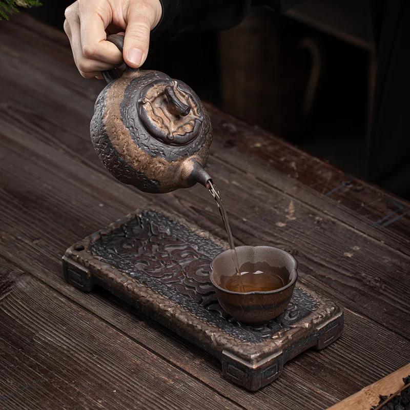 Brick Tea Pot Holder Japanese Household Ceramic  Tray Water Storage Mini Small  Table Single Bamboo Kung Fu  Set