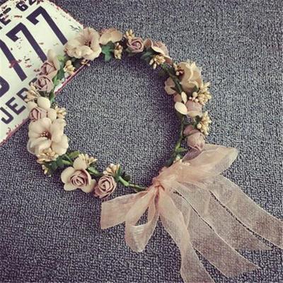 Fascia per capelli floreale artificiale in stile Boho da donna, Fascia da testa per matrimonio, Festa, Sposa, Spiaggia