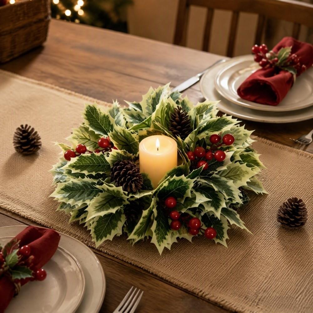 Realistic Artificial Berries Wreath Green Leaves Artificial Garland  Home Xmas Decor