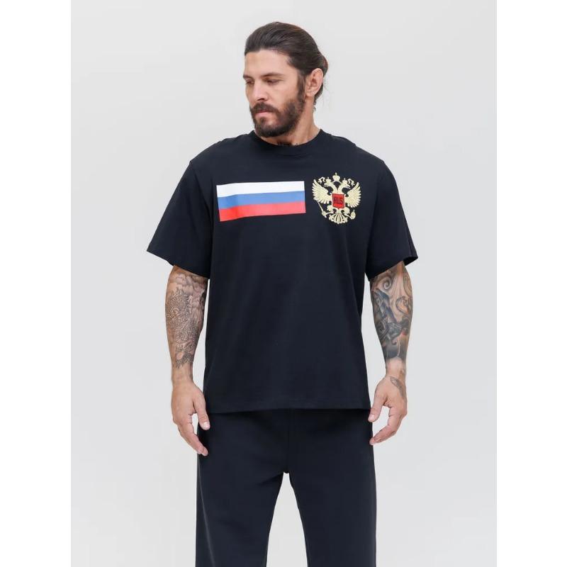 Russian National Emblem T-shirt For Men Animal Brown Bear Print T Shirts Short Sleeve Tee Casual Oversized Men's Clothing Tops