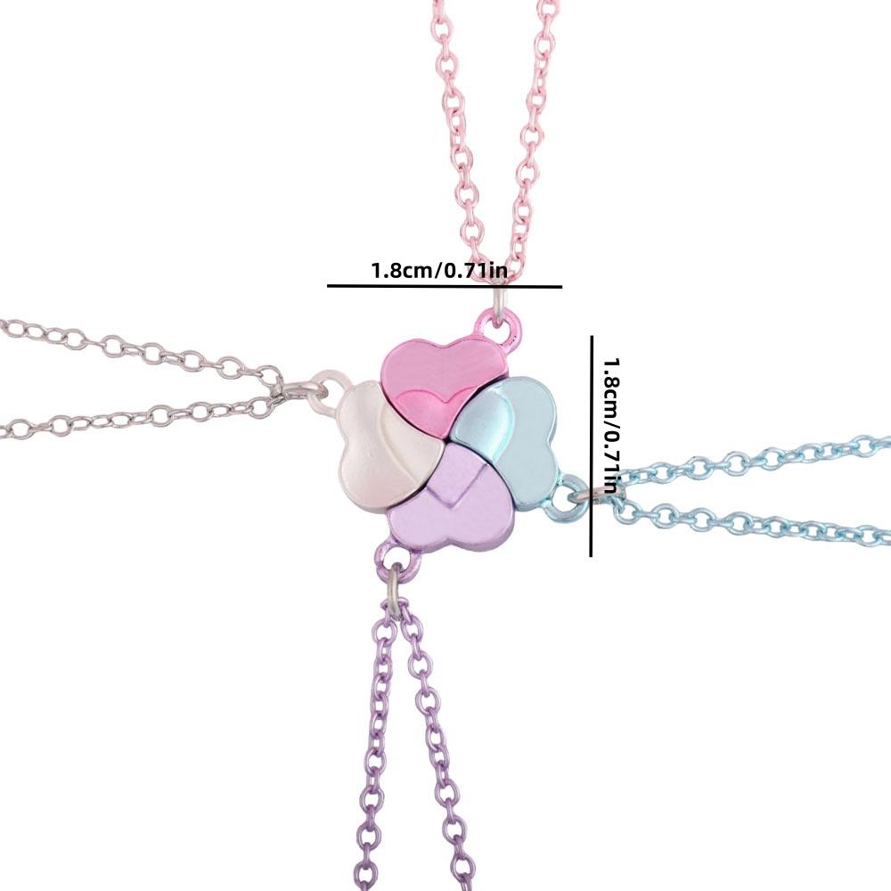 Lovecryst 4Pcs/set Fashion Lucky Four Leaf Clover Stitching Best Friend Bestie Necklace for Girls Fashion Friendship Gifts